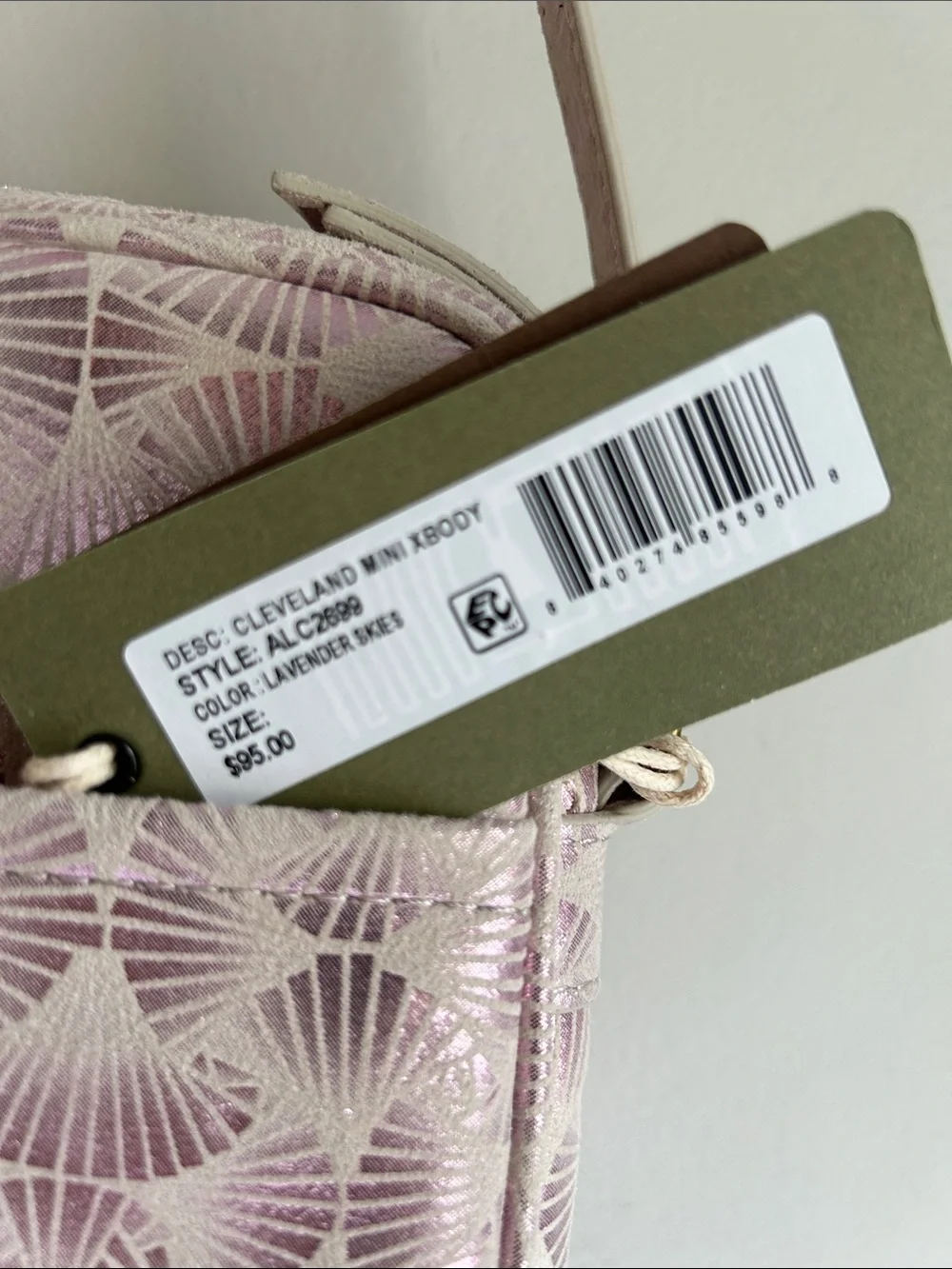 NWT American Leather Co. Cleveland Mini Leather Crossbody Bag in Lavender Skies